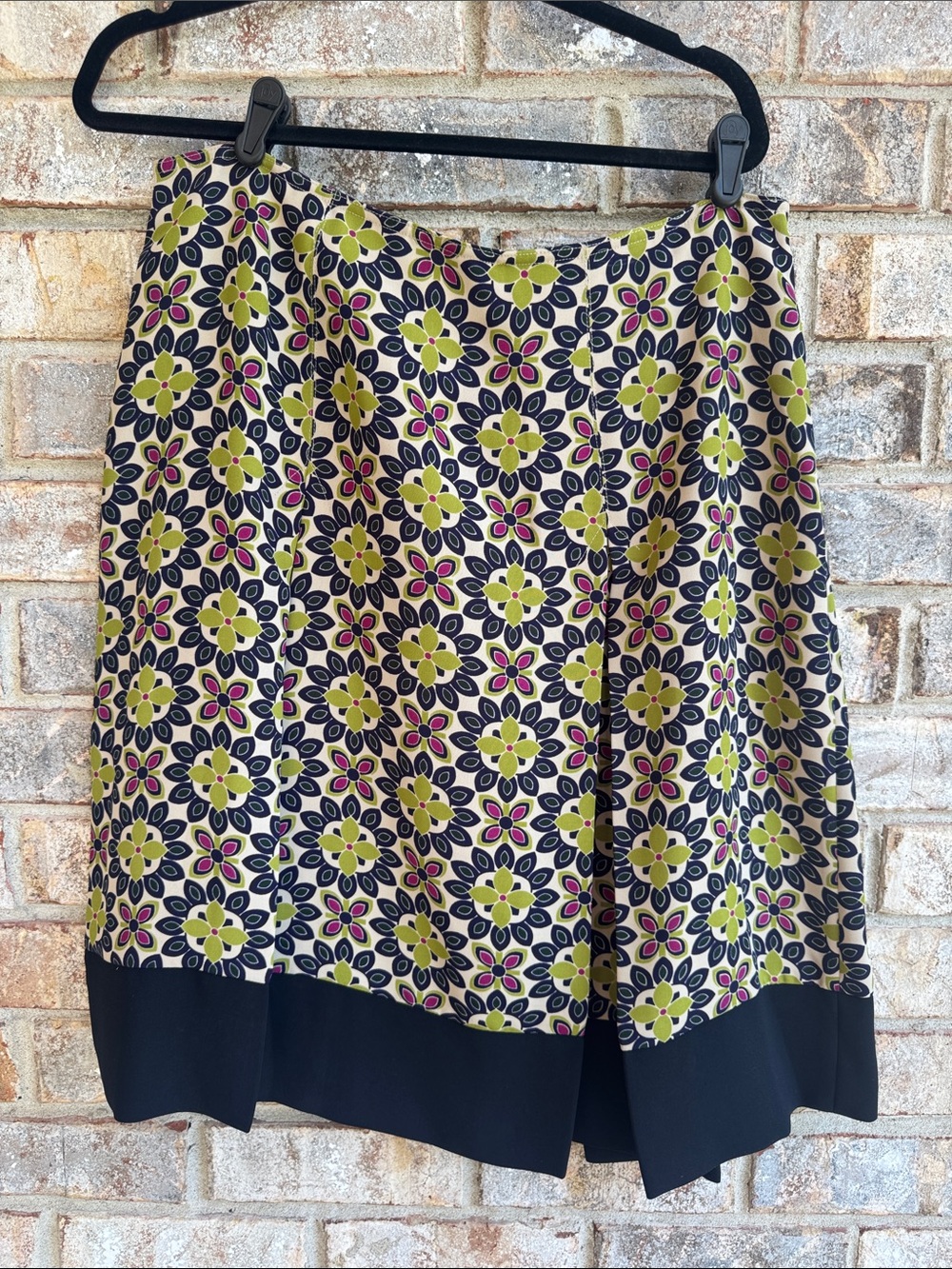 david brooks Floral Mini Skirt in Green, Navy, Pink with Black Hem